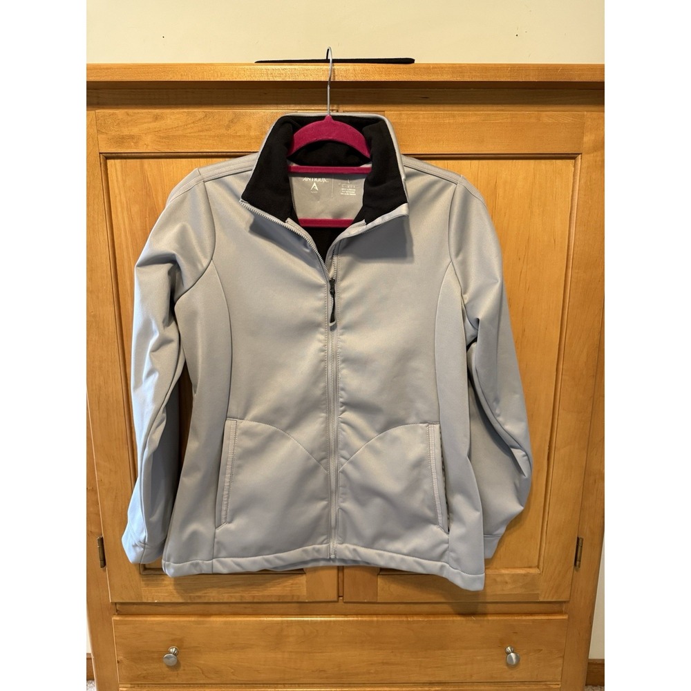 ANTIGUA Women's Sky Gray Full Zip Jacket Size Large So Soft Golf Athletic Warm